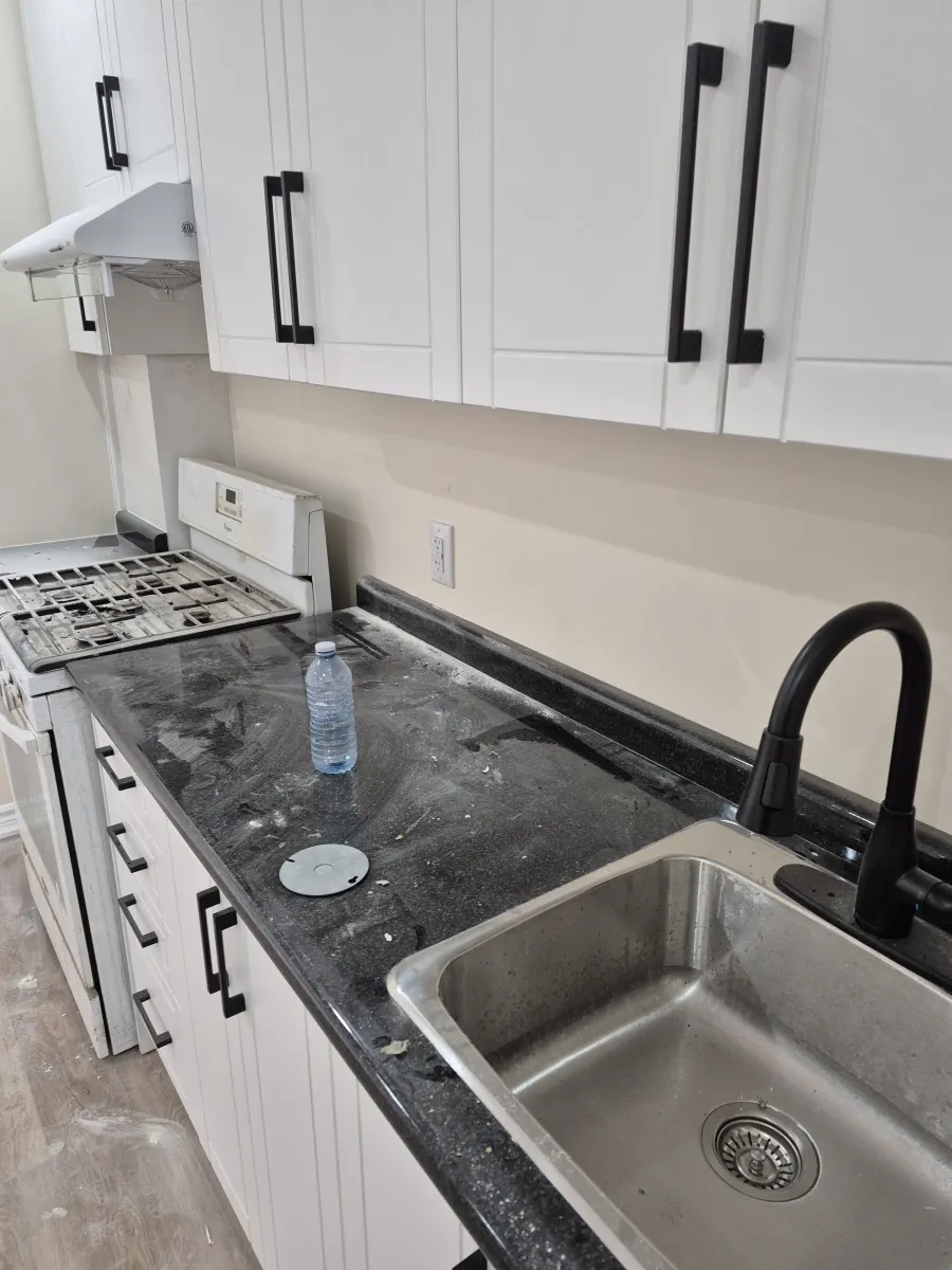 Before cleaning: Kitchen Post Renovation Transformation